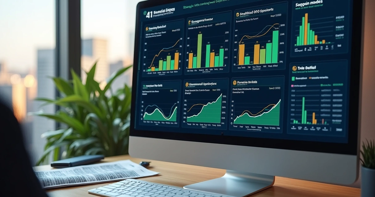 Treasury scenario analysis on monitor with charts 