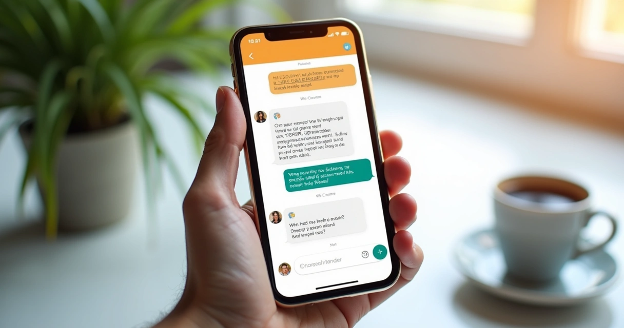 Person using scheduling chatbot on phone 