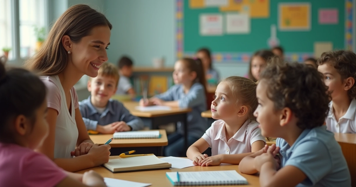 Classroom setting with diverse students and subtle differences in teacher attention.
