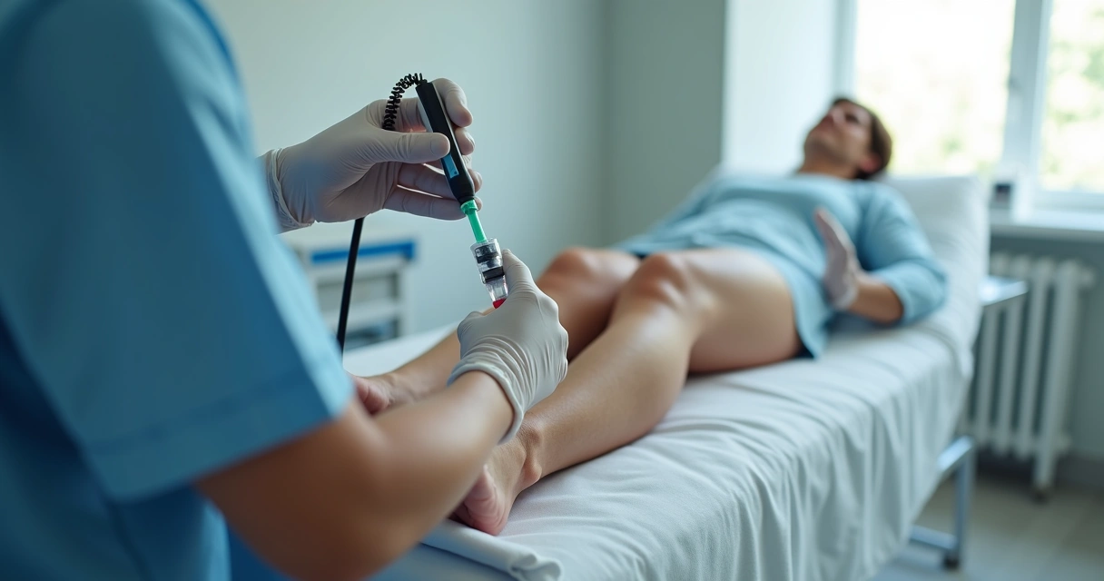 Laser and injection procedures for leg veins treatment