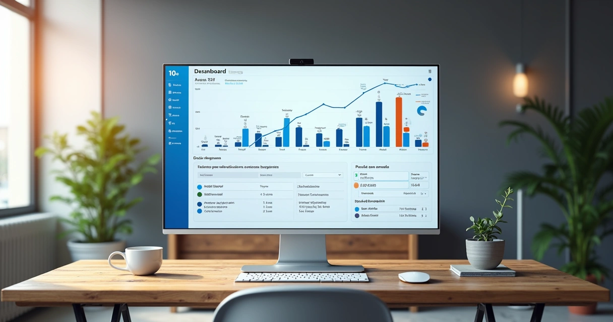 Dashboard mostrando score de leads em telas digitais 