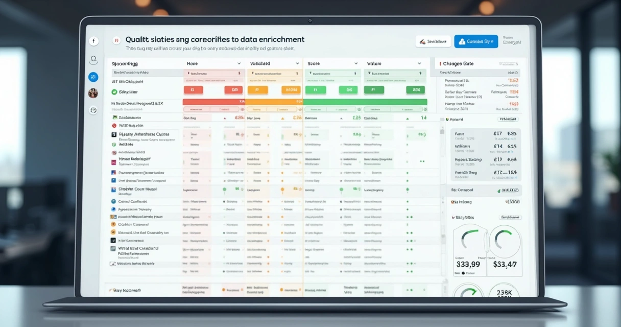 Tela digital mostrando pontuação e validação de dados comerciais B2B 