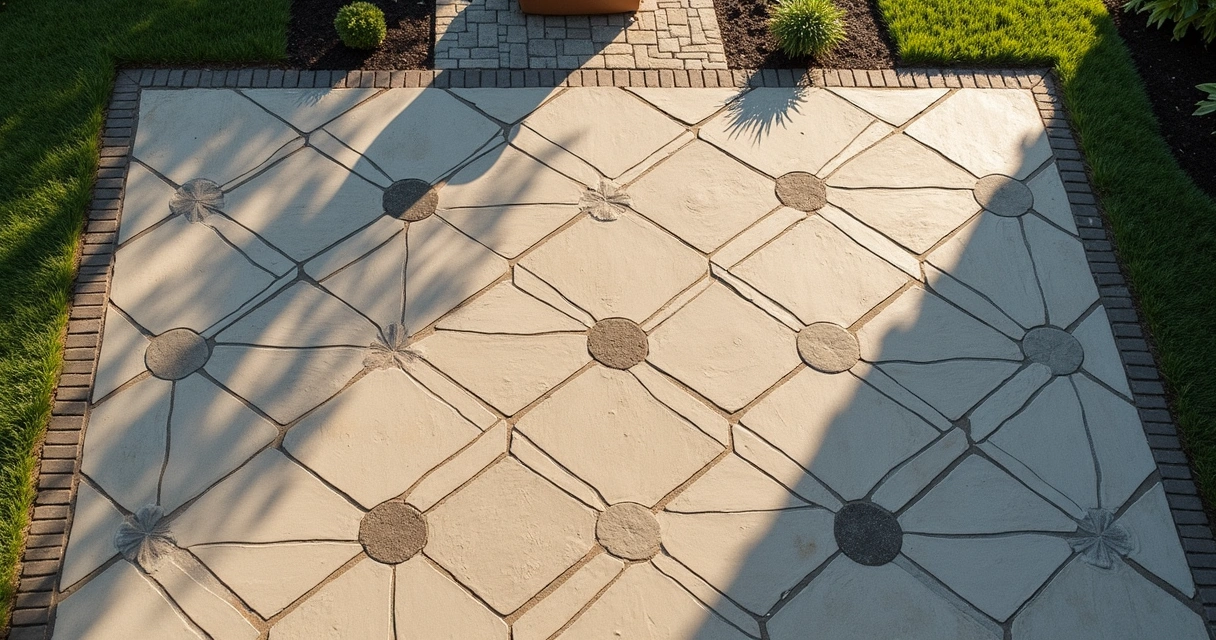 Patterned scored concrete patio surface Central Florida 
