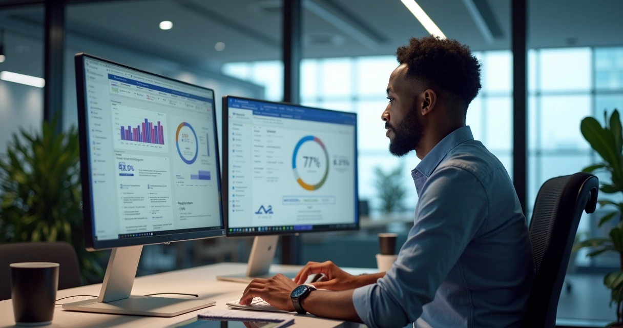 SDR em workstation com telas de CRM abertas 