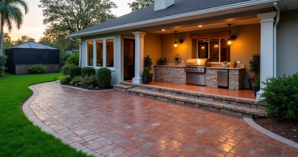 Sealed paver patio outdoor kitchen Florida