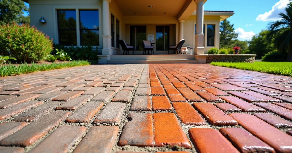 Brick pavers before and after sealing in Orlando