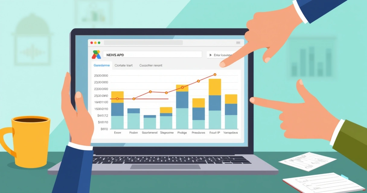 Dashboard-style illustration of Search Console with coverage report and graphs 
