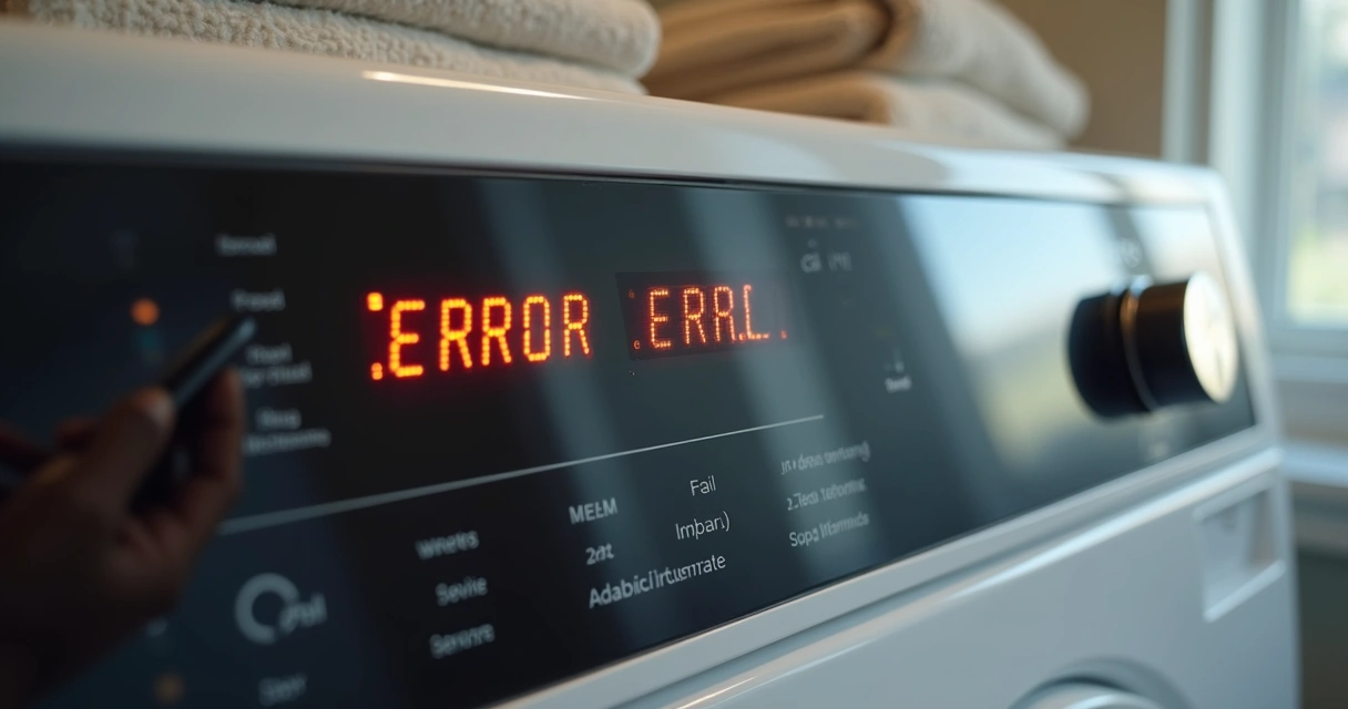 Painel digital de secadora exibindo código de erro 
