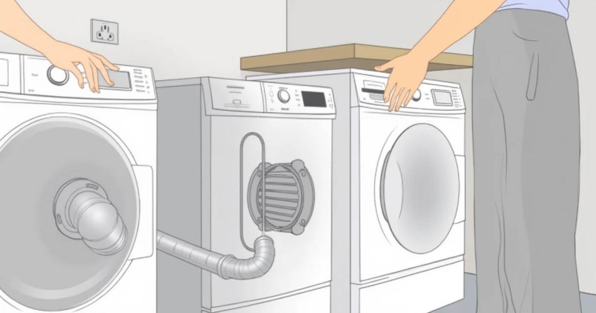 Instalação de secadora de ventilação com tubo saindo pela parede 