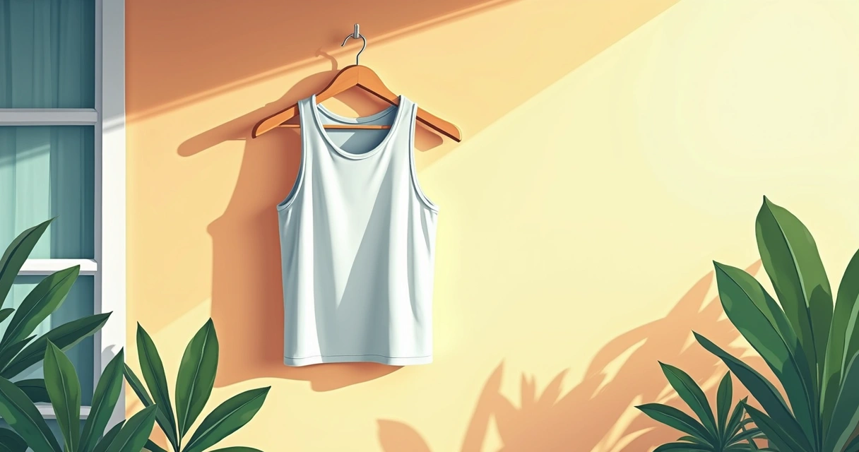 Regata masculina secando no cabide à sombra