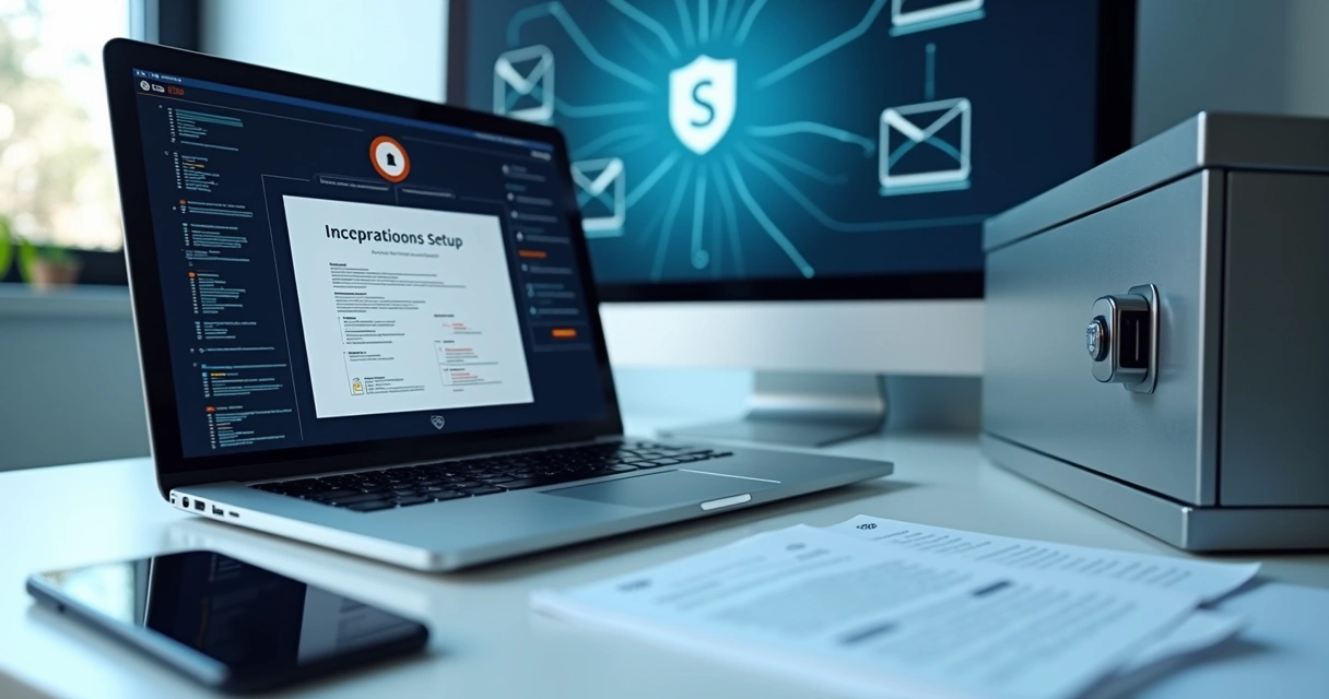 Secure digital company setup with legal and cybersecurity elements 