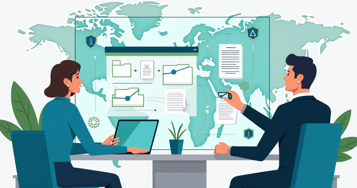 People working on secure digital document management platforms.