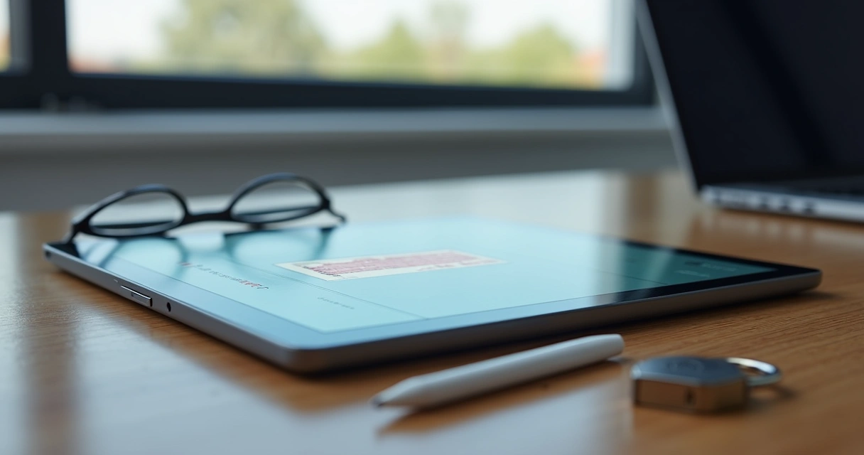 Locked digital notebook on a tablet screen showing encrypted notes 