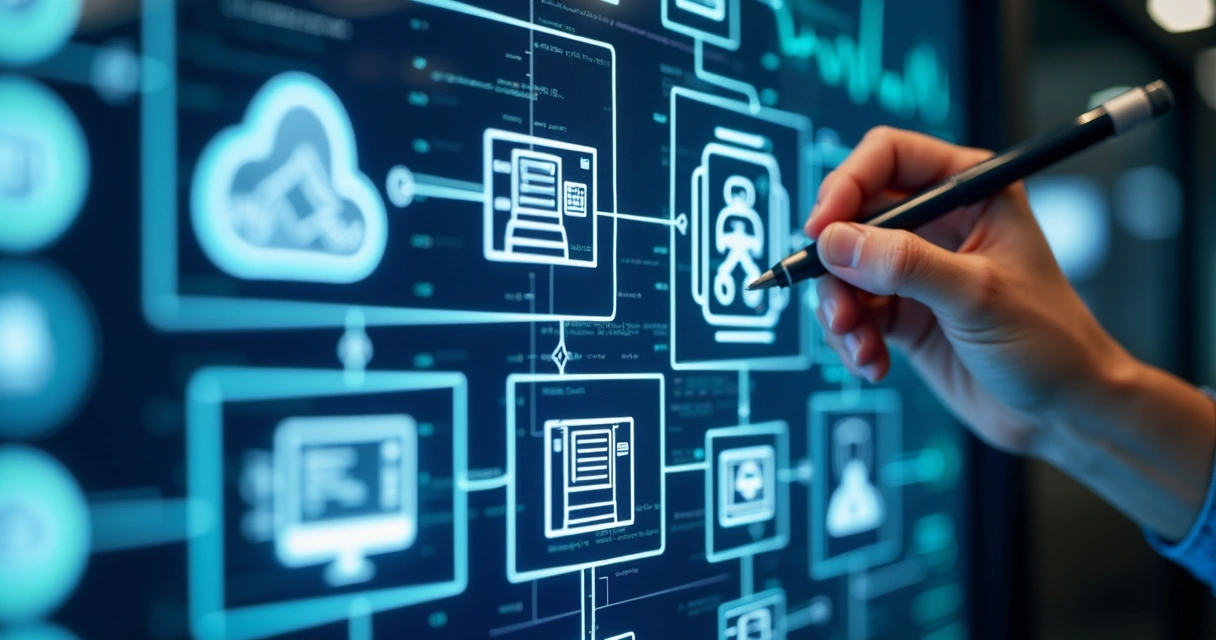 Diagram of a modular and distributed Laravel web app architecture 