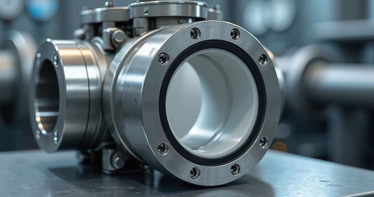 Sede de PTFE instalada em válvula industrial metálica