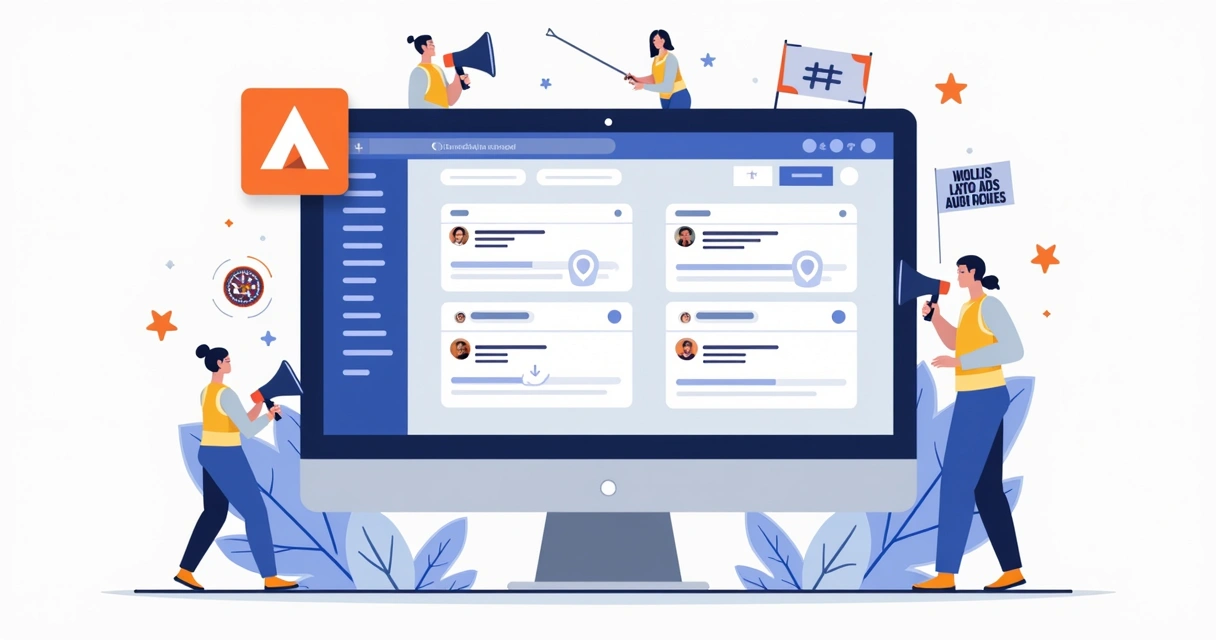 Tela de computador exibindo painel de segmentação de anúncios do Facebook com filtros de idade, localização e interesses