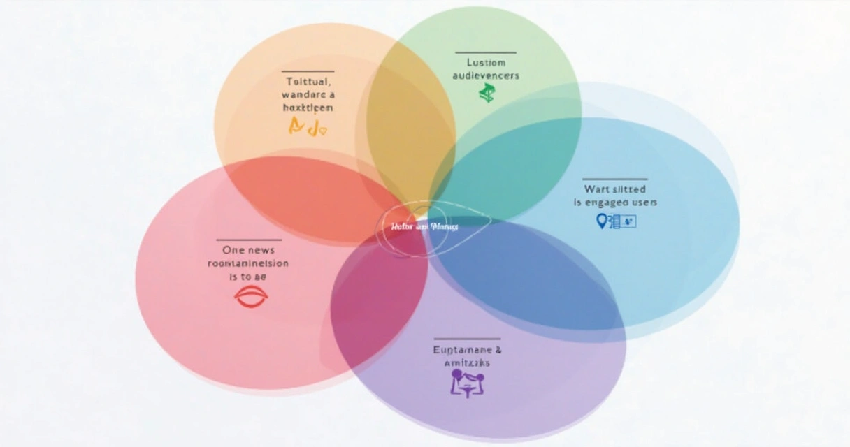 Diferentes públicos segmentados no Facebook representados em círculos coloridos