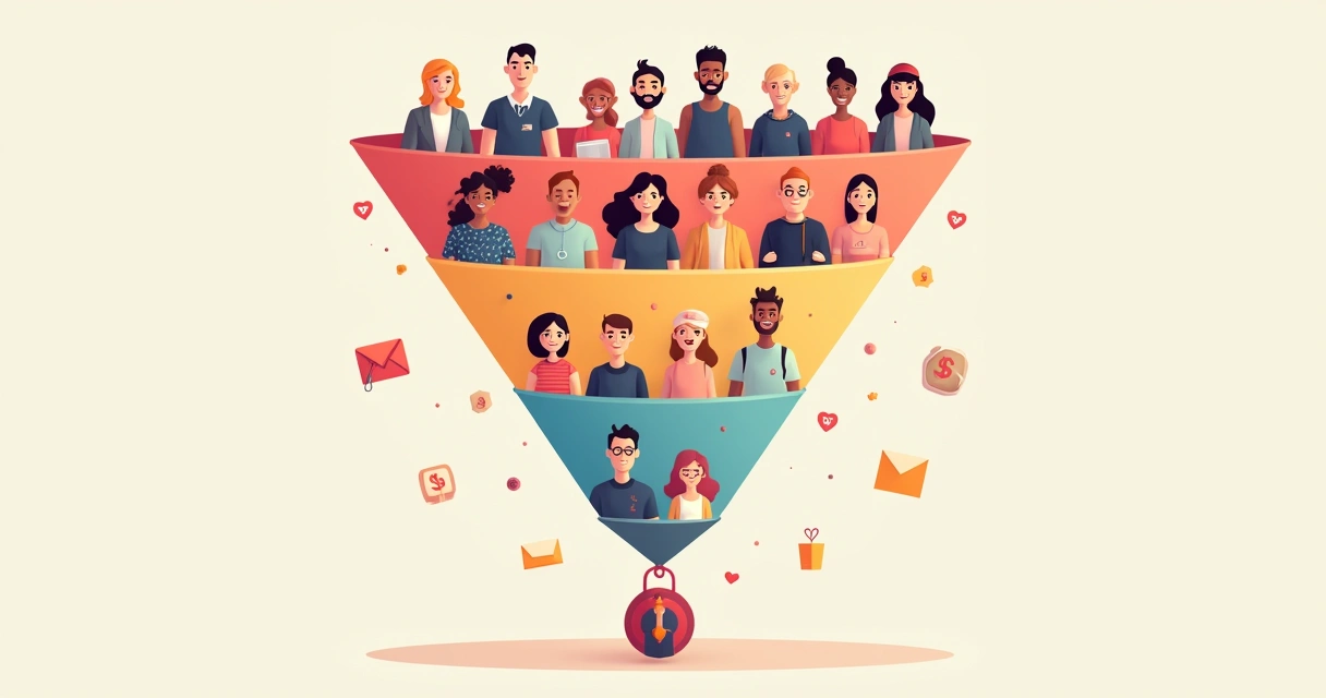 Representação visual da segmentação de mercado com figuras coloridas de personas diferentes 