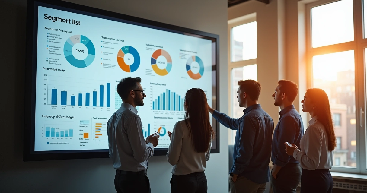 Painel mostrando gráficos de segmentação de clientes para agência digital 