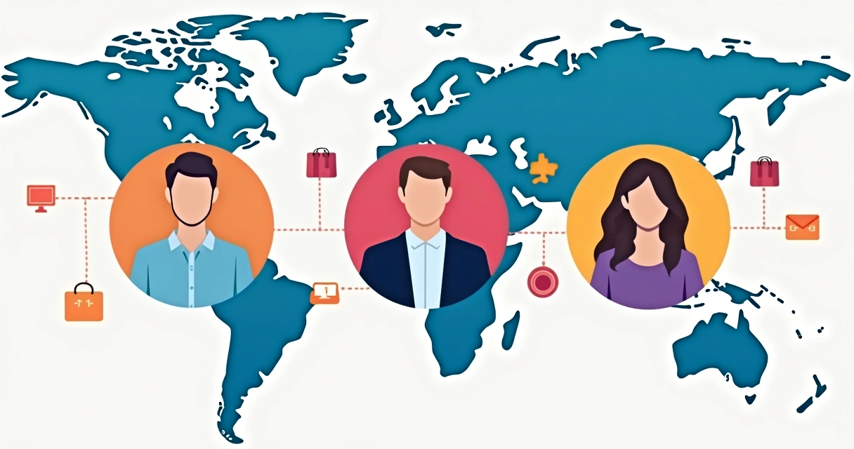 Segmentação de perfis de clientes com ilustrações de grupos distintos. 