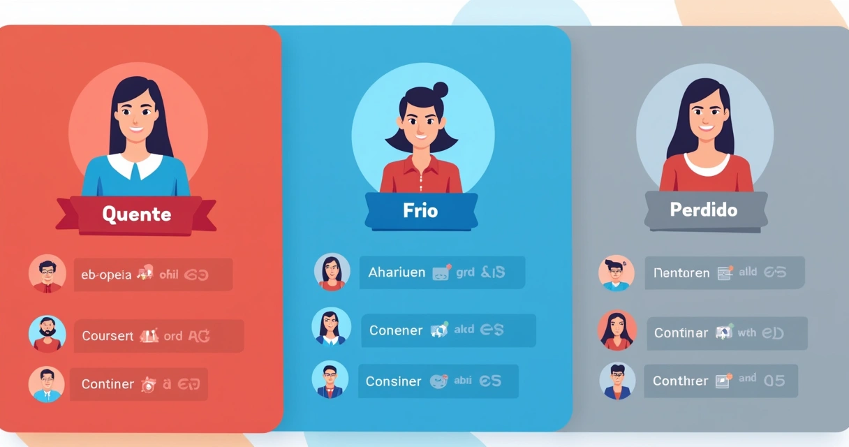 CRM mostrando contatos classificados por cores como quente, frio e perdido 