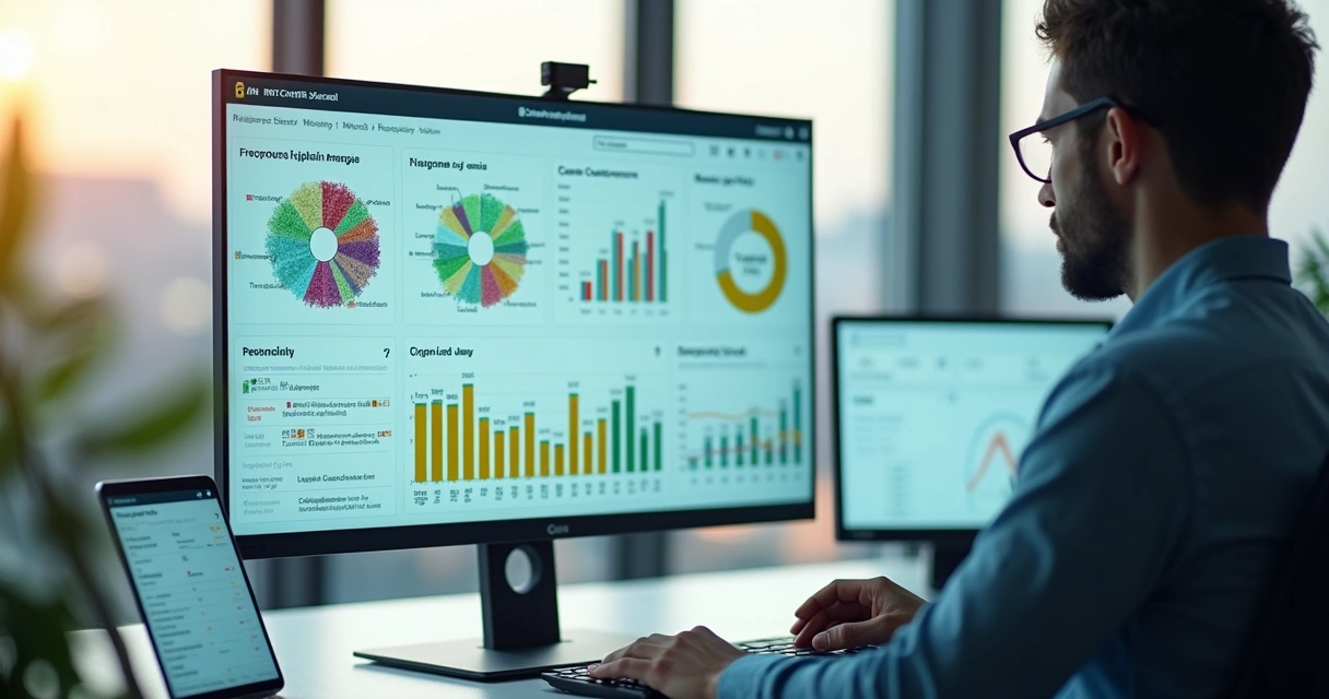 Dashboard de e-commerce com segmentação de clientes destacando grupos coloridos 