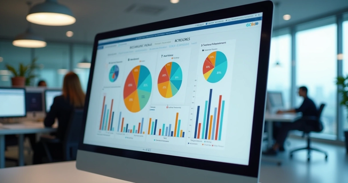 Segmentação de clientes em tela com gráficos coloridos 