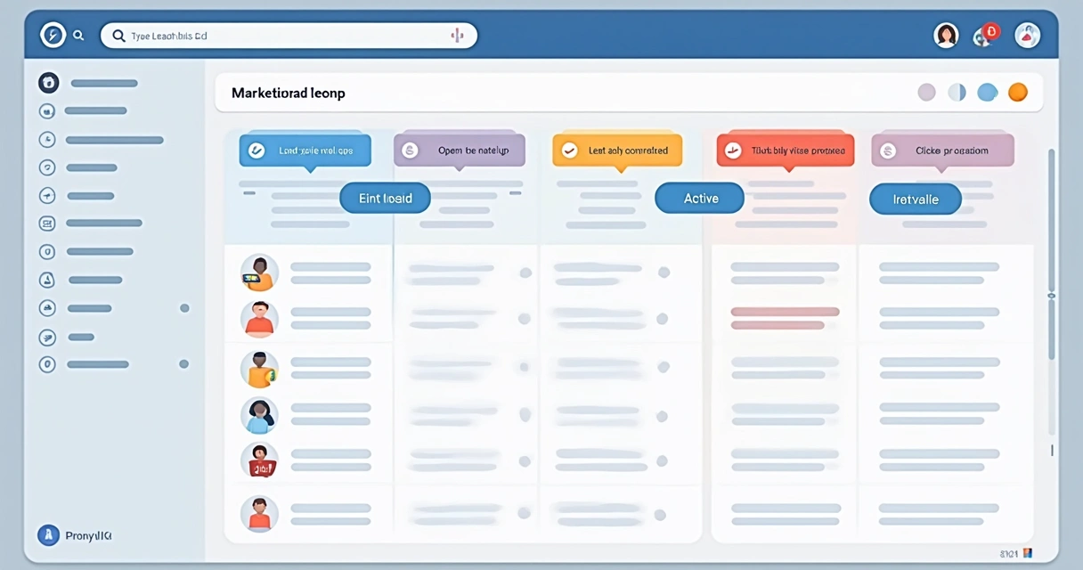 Painel mostrando segmentação de lista de leads com diferentes comportamentos marcados