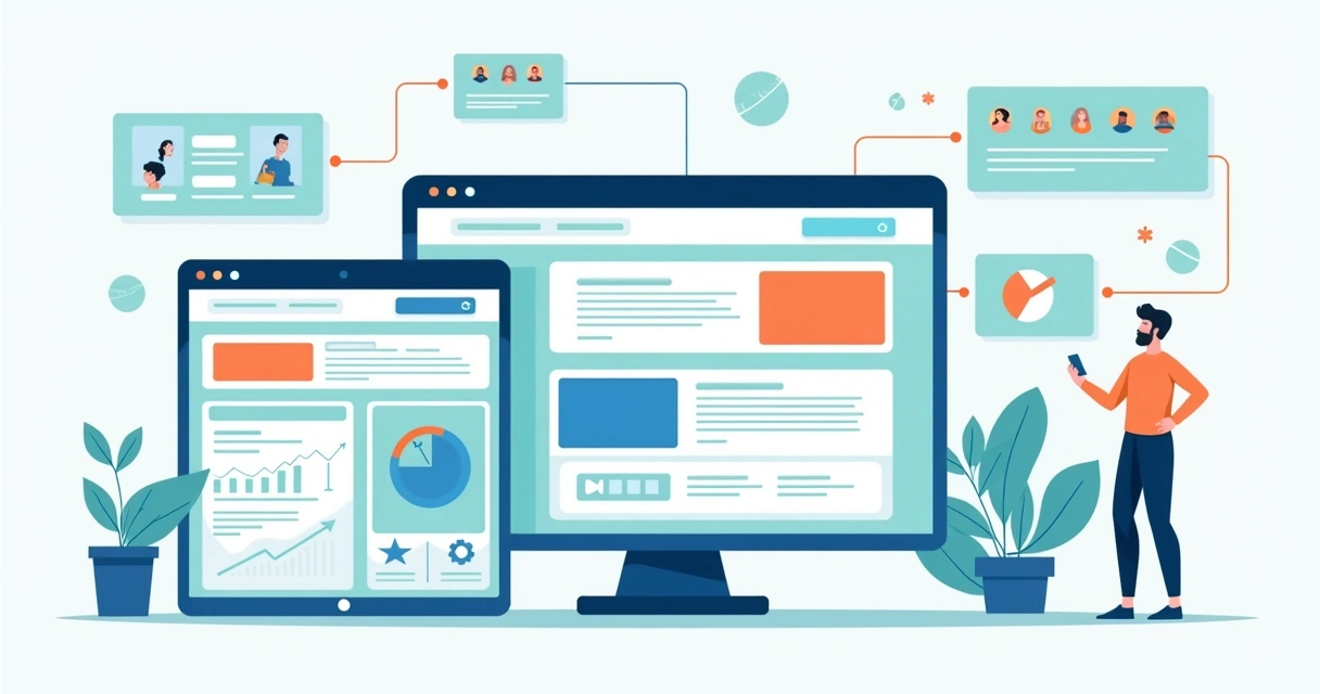 Ilustração de segmentação de audiência com variações de landing page 