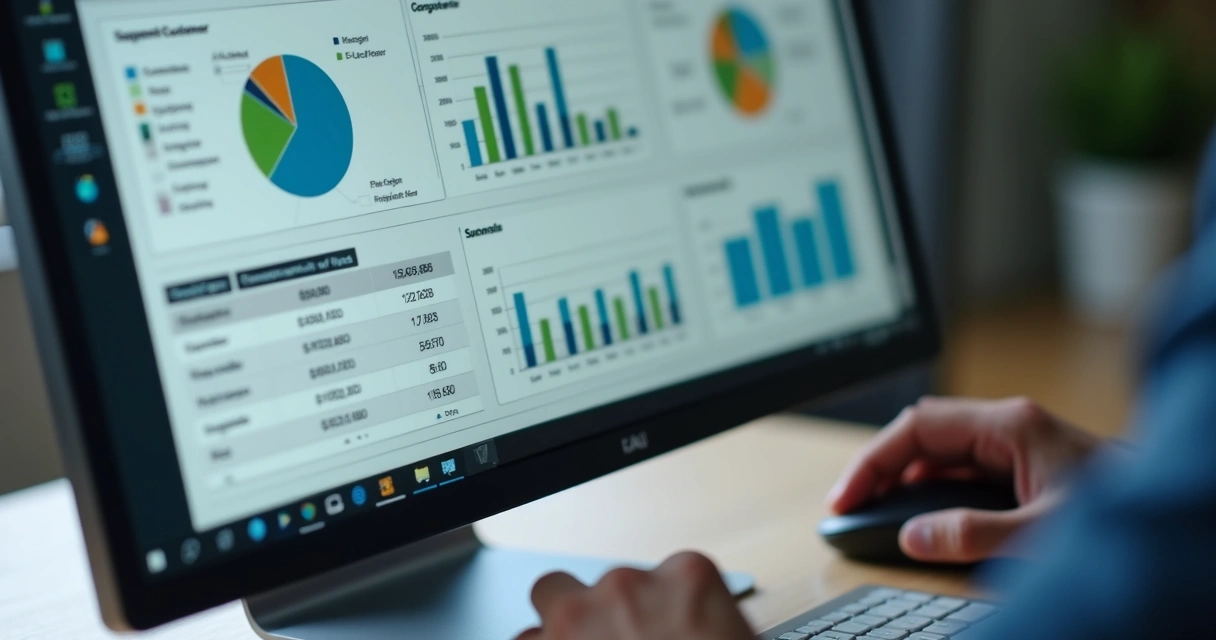 Tela de computador exibindo dados segmentados de clientes 