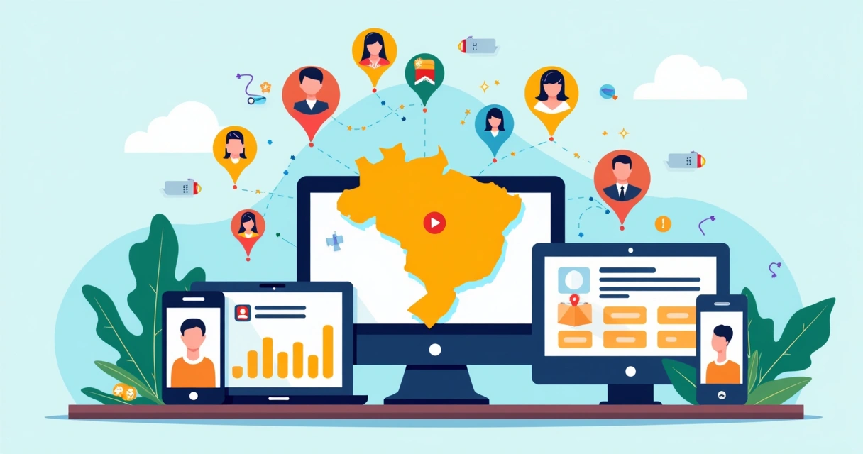 Ilustração sobre segmento do público-alvo em campanha eleitoral através de diferentes plataformas digitais. 