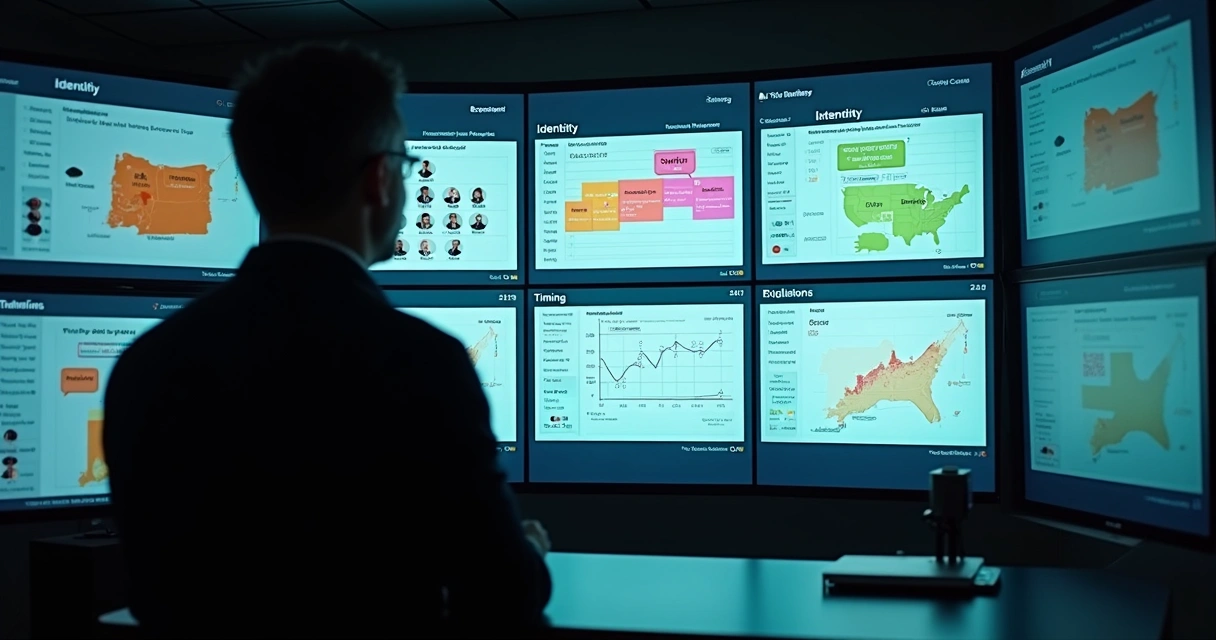 Dashboard visual com quatro tipos de segmentação de e-mail em tela grande 