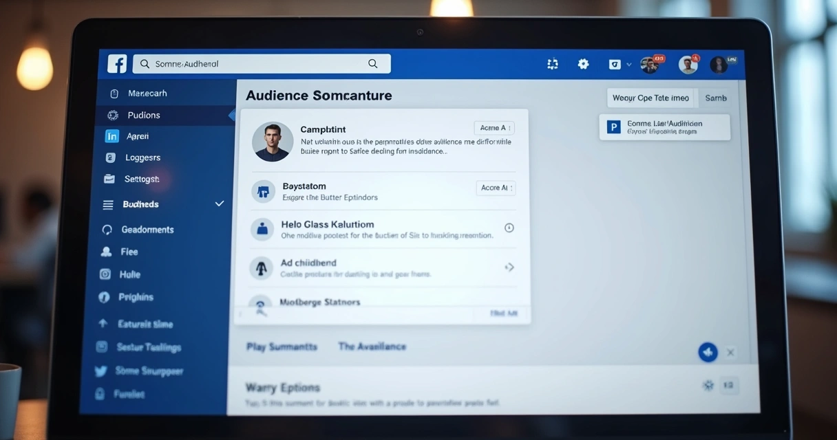 Tela do gerenciador de anúncios do Facebook com opções de segmentação destacadas 