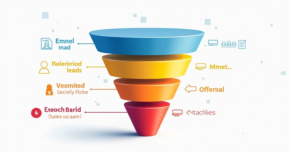 Infográfico segmentando leads em funil de vendas B2B por níveis de qualificação 