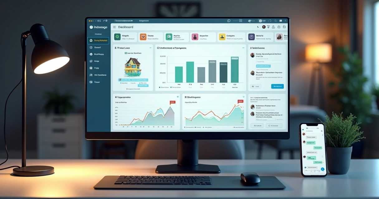 Tela de computador mostrando análise de dados de leads imobiliários segmentados por inteligência artificial 