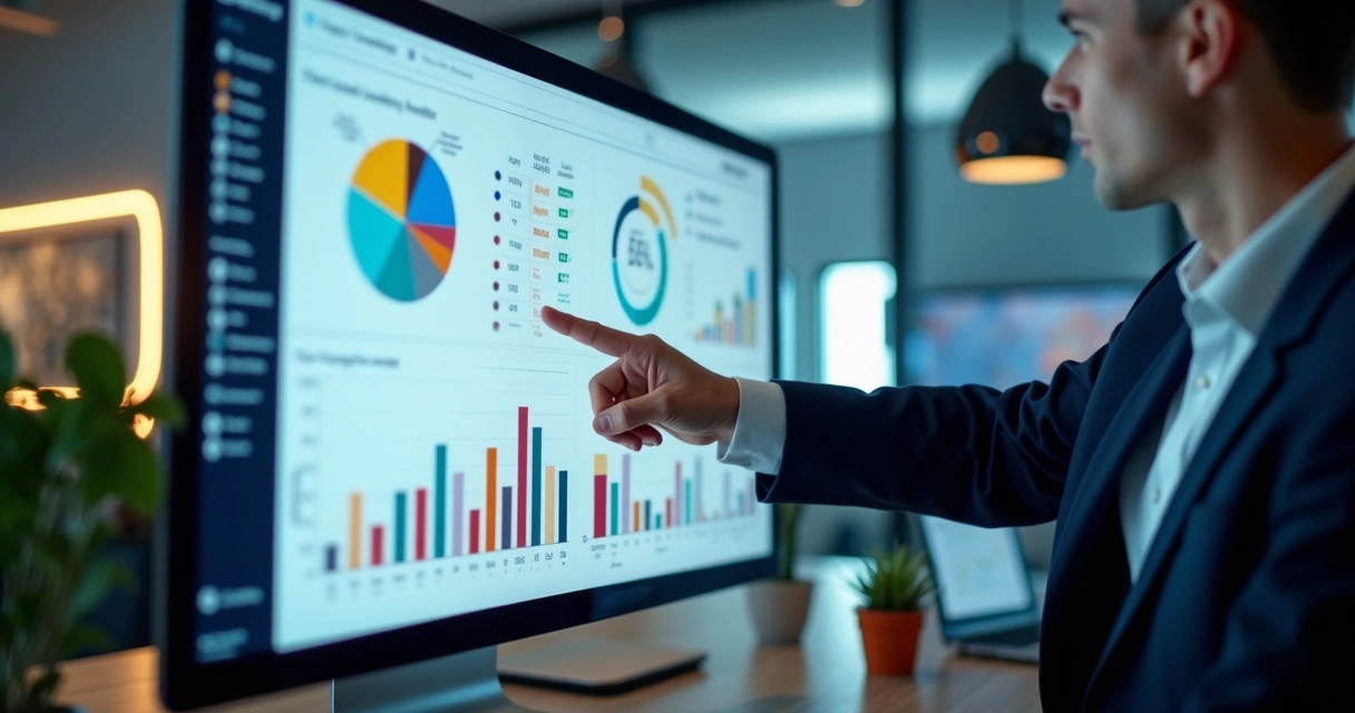 Painel de controle de plataforma mostrando gráficos de segmentação de leads