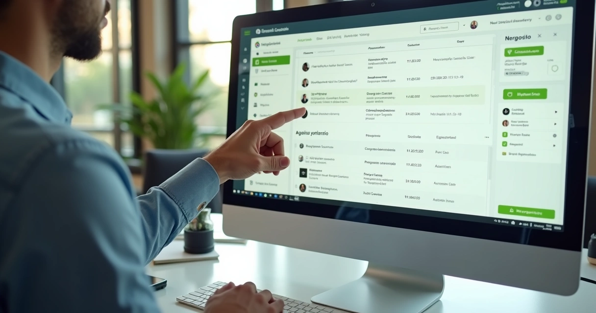 Tela de CRM com contatos segmentados por estágio