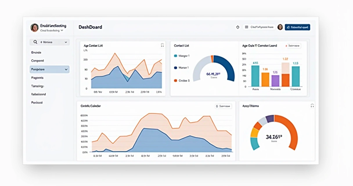 Interface digital mostrando gráficos de segmentação de contatos para email