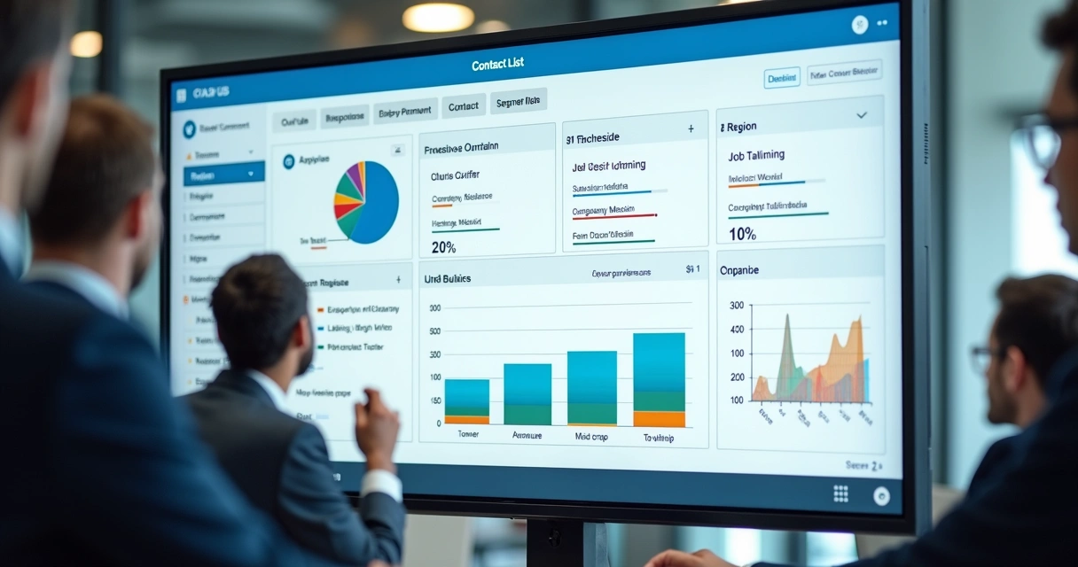 Dashboard exibindo filtros de segmentação de listas de contatos B2B 