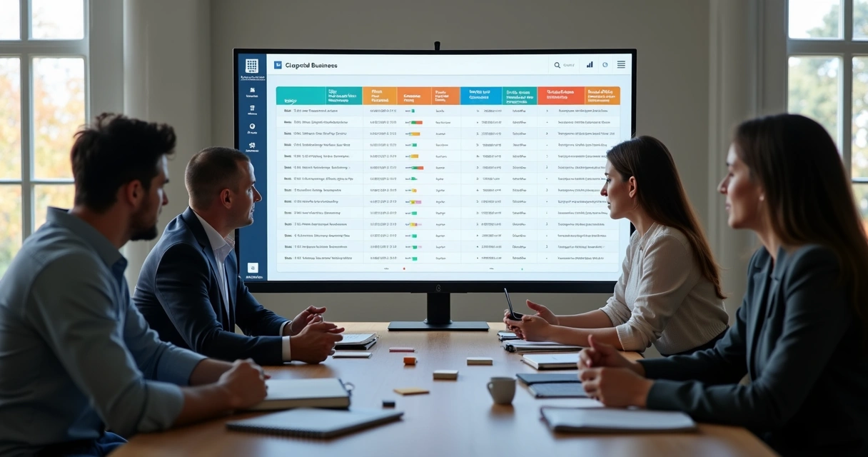 Equipe analisando lista segmentada de leads em reuniões de vendas 