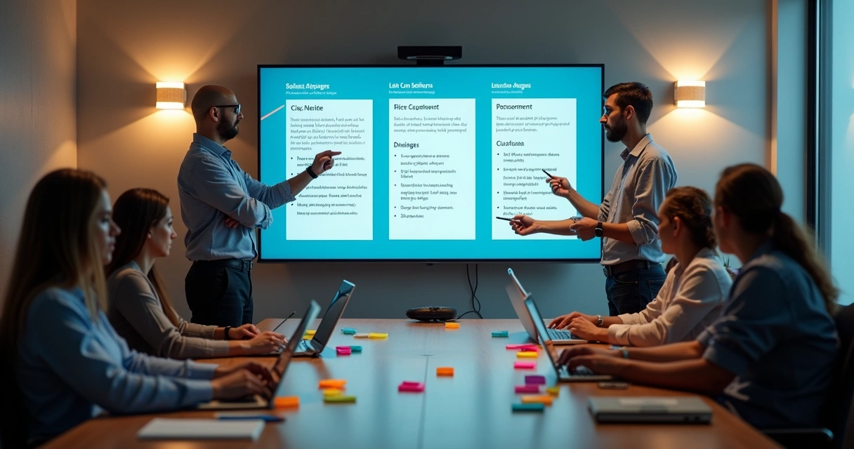 Equipe ajustando mensagens personalizadas para segmentos de clientes 