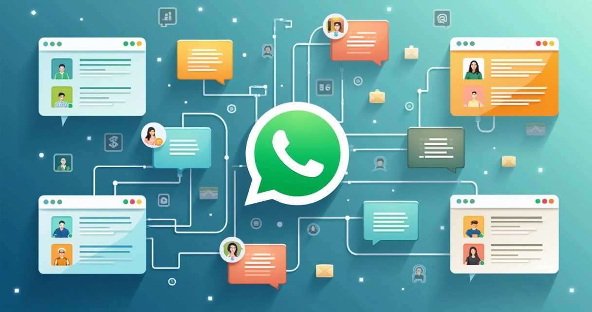 Esquema de segmentação de contatos em categorias, representados por listas coloridas no WhatsApp. 