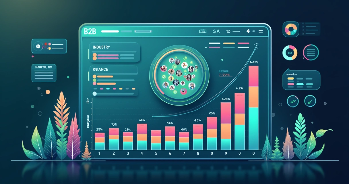 Gráfico de segmentação de mercado B2B com filtros visuais 