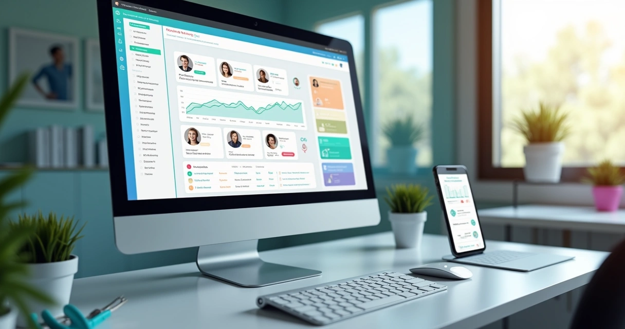 Tela de computador exibindo painel colorido de segmentação de pacientes para campanhas automáticas na clínica odontológica 