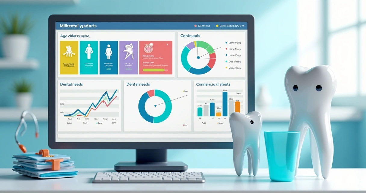 Grupos de pacientes em um CRM odontológico representados por ícones coloridos 