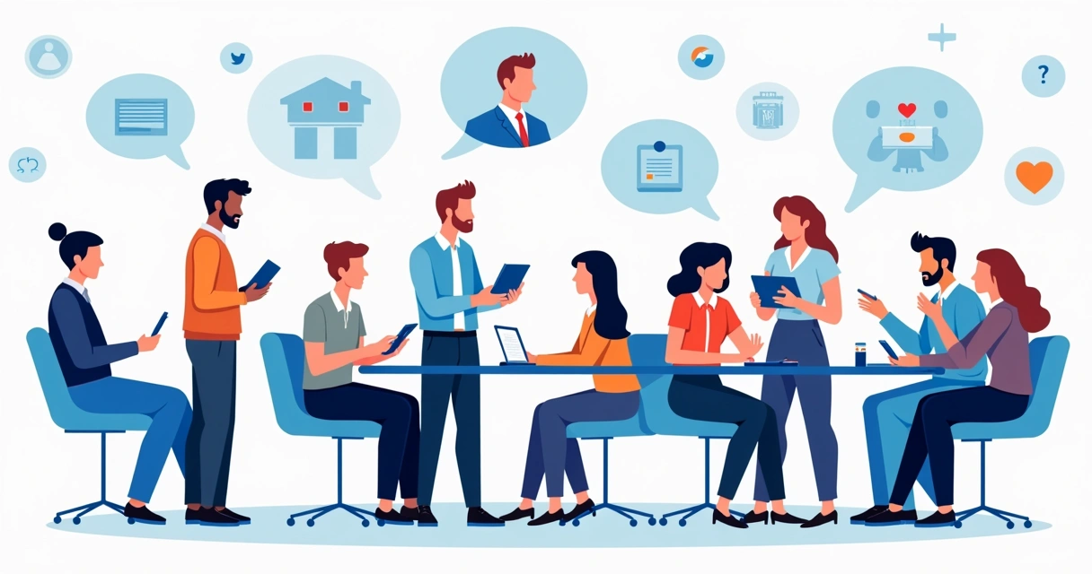 Grupos discutindo política em ambientes digitais e físicos 