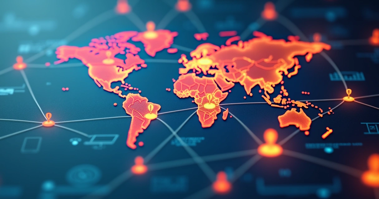 Mapa colorido com pessoas conectadas representando segmentação de público digital