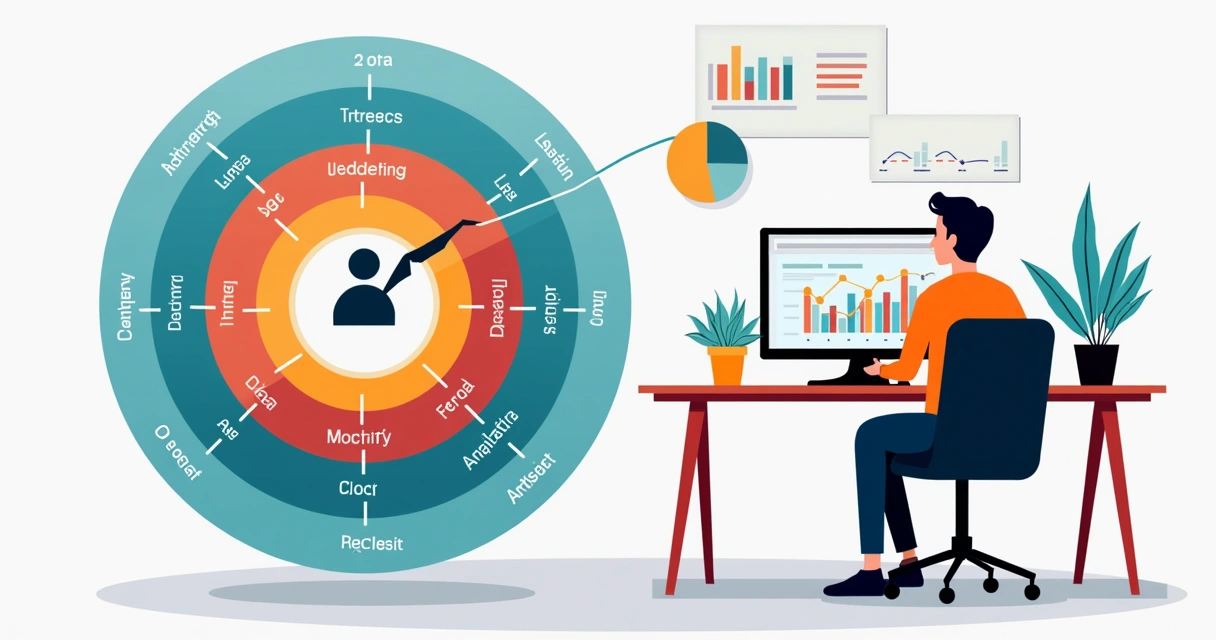 Gráfico colorido segmentando públicos em marketing digital 