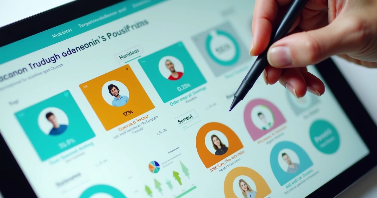 Segmentação de público em um painel digital com diferentes perfis alinhados