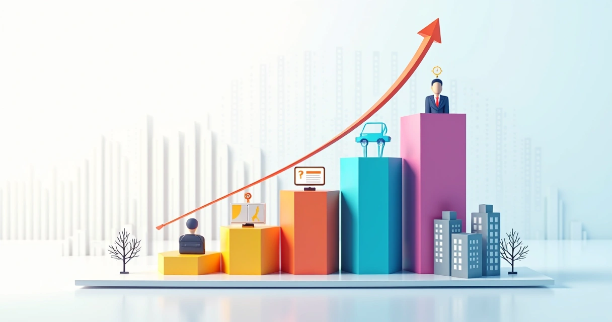 Gráfico colorido mostrando segmentação de público B2B por setor, cargo e localização. 